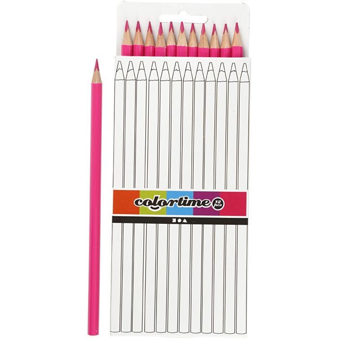 Matite Colorate Colortime, L: 17 cm, mina 3 mm, rosa, 12 pz/ 1 conf.