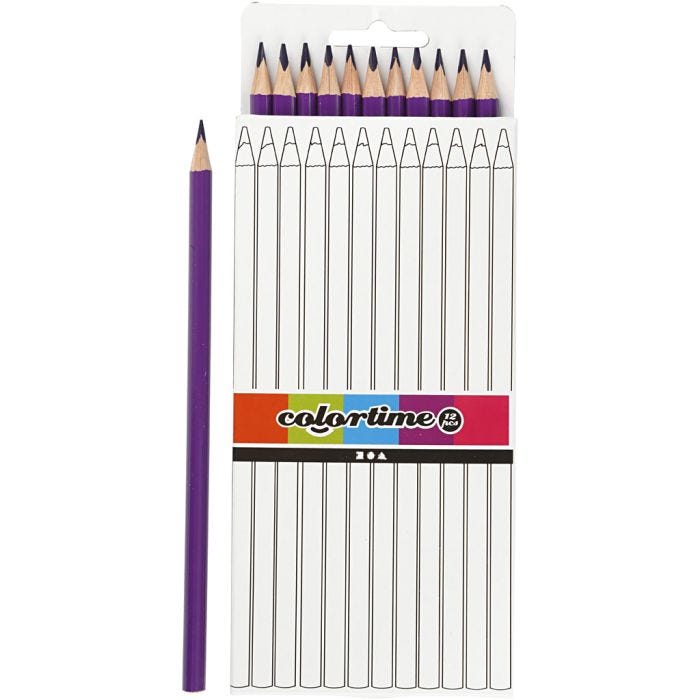 Matite Colorate Colortime, L: 17 cm, mina 3 mm, viola, 12 pz/ 1 conf.