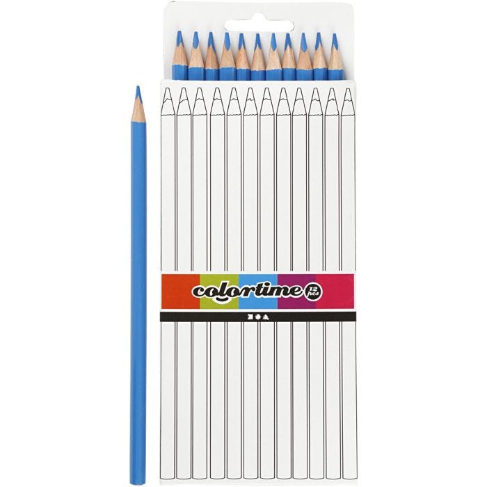 Matite Colorate Colortime, L: 17 cm, mina 3 mm, azzurro, 12 pz/ 1 conf.