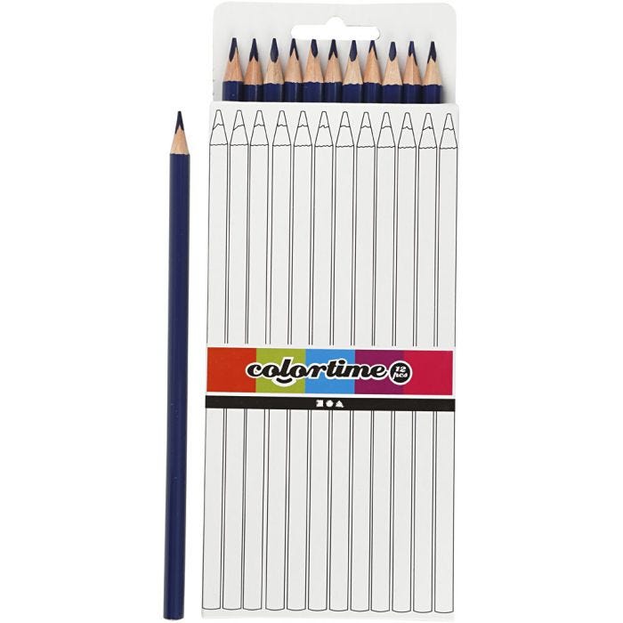 Matite Colorate Colortime, L: 17 cm, mina 3 mm, blu scuro, 12 pz/ 1 conf.