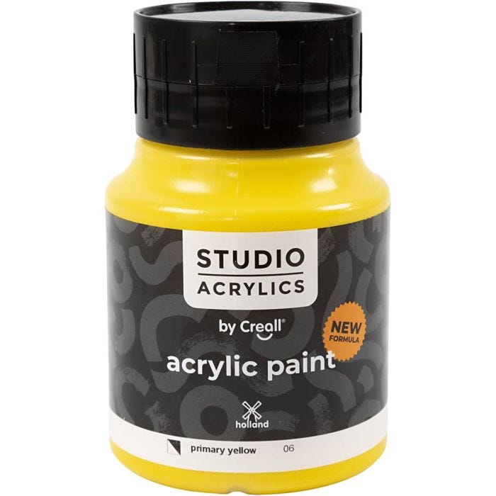 Pittura Acrilica Creall Studio, semi opaco, primary yellow (06), 500 ml/ 1 bott.