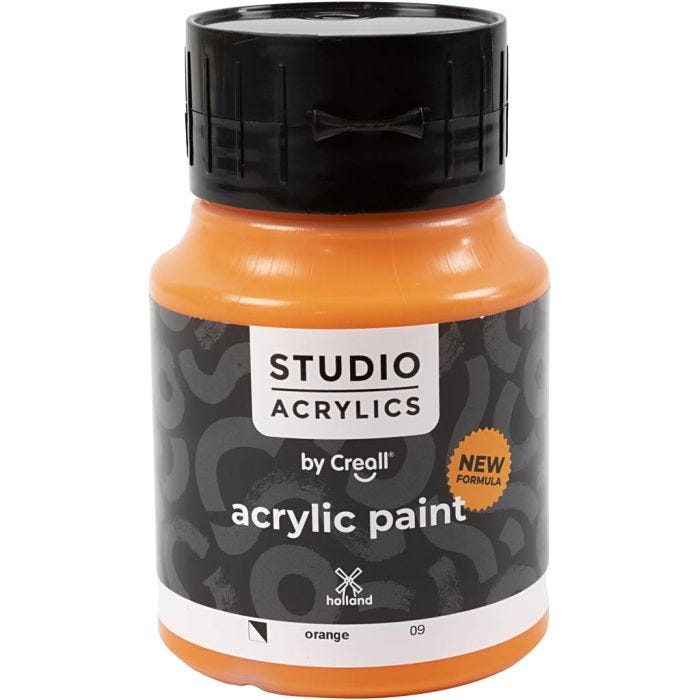 Pittura Acrilica Creall Studio, semi opaco, orange (09), 500 ml/ 1 bott.