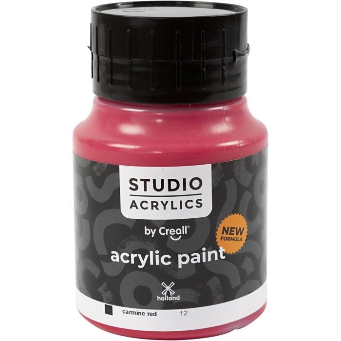 Pittura Acrilica Creall Studio, opaca, carmine red (12), 500 ml/ 1 bott.