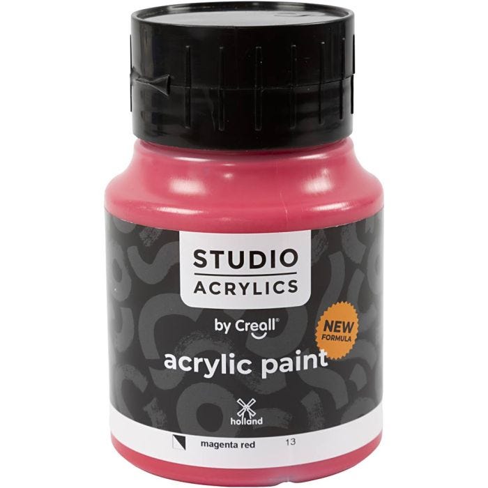 Pittura Acrilica Creall Studio, semi opaco, magenta red (13), 500 ml/ 1 bott.