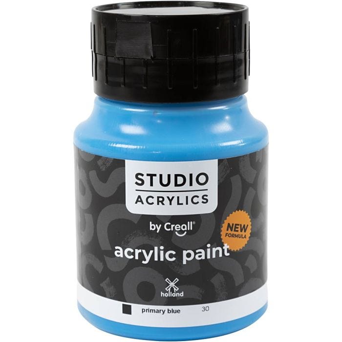 Pittura Acrilica Creall Studio, opaca, primary blue (30), 500 ml/ 1 bott.