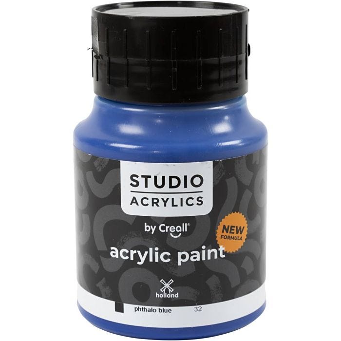 Pittura Acrilica Creall Studio, opaca, phtalo blue (32), 500 ml/ 1 bott.