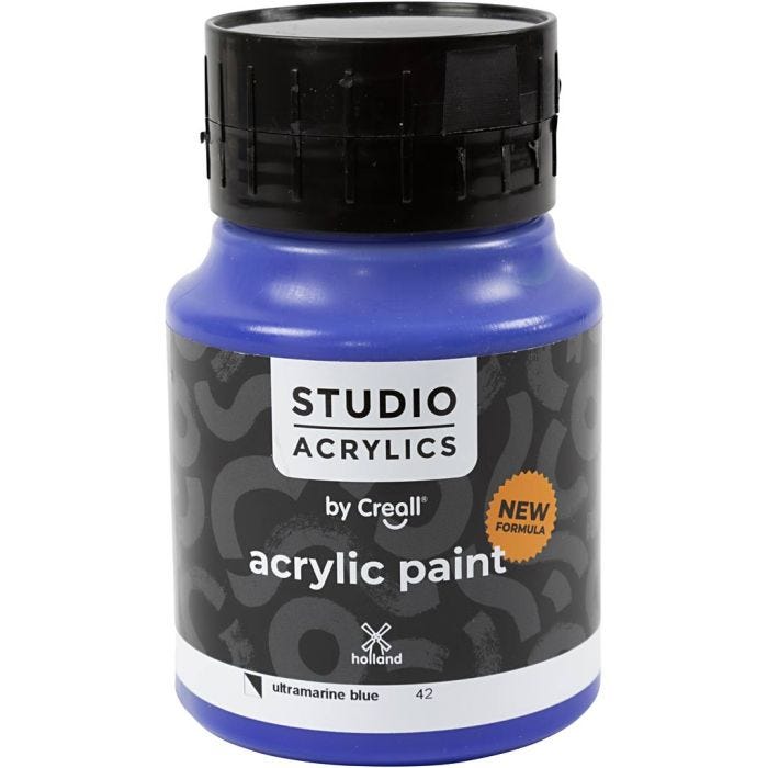 Pittura Acrilica Creall Studio, semi opaco, ultramarine blue (42), 500 ml/ 1 bott.