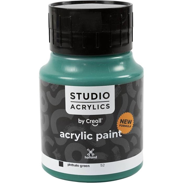 Pittura Acrilica Creall Studio, opaca, phtalo green (52), 500 ml/ 1 bott.