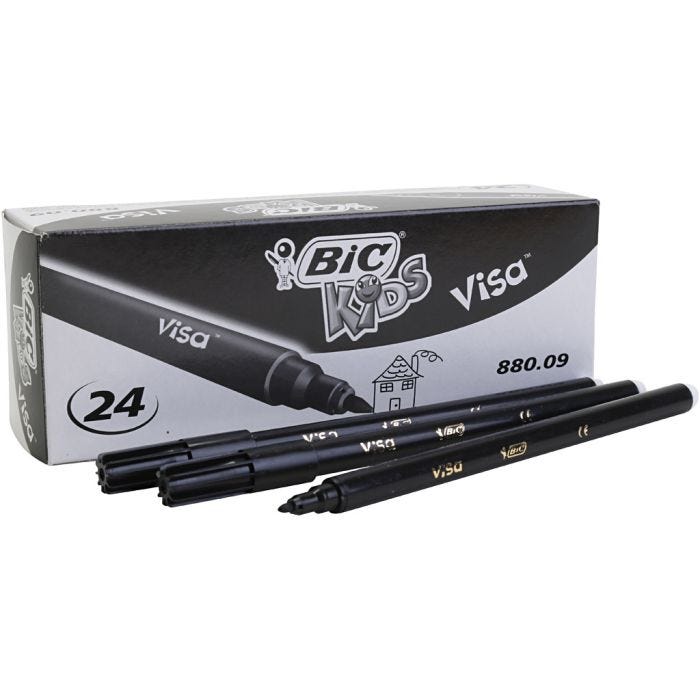 BIC Visa Fine Marker, ampiezza tratto 0,7 mm, nero, 24 pz/ 1 conf.