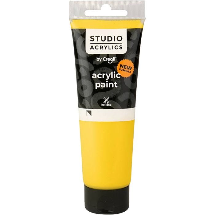 Pittura Acrilica Creall Studio, semi opaco, primary yellow (06), 120 ml/ 1 bott.