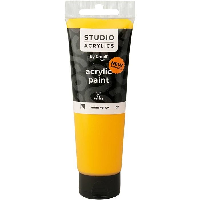 Pittura Acrilica Creall Studio, semi opaco, warm yellow (07), 120 ml/ 1 bott.