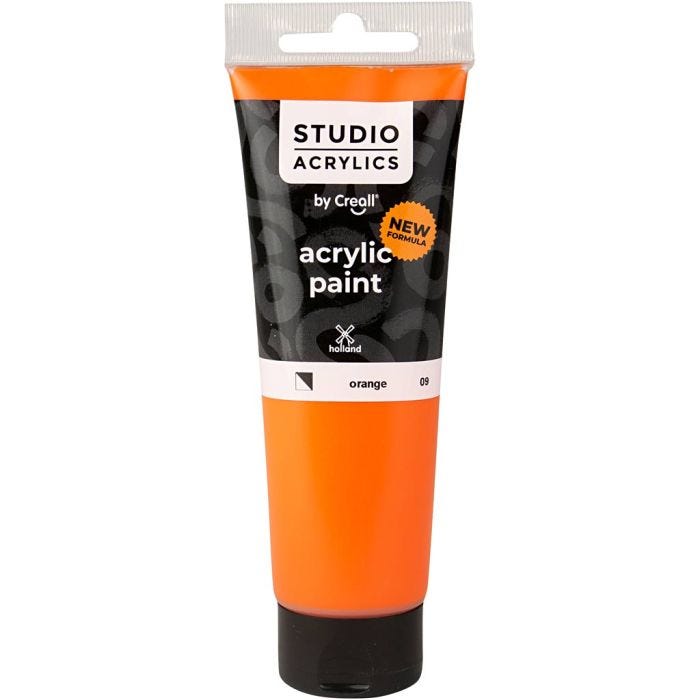 Pittura Acrilica Creall Studio, semi opaco, orange (09), 120 ml/ 1 bott.