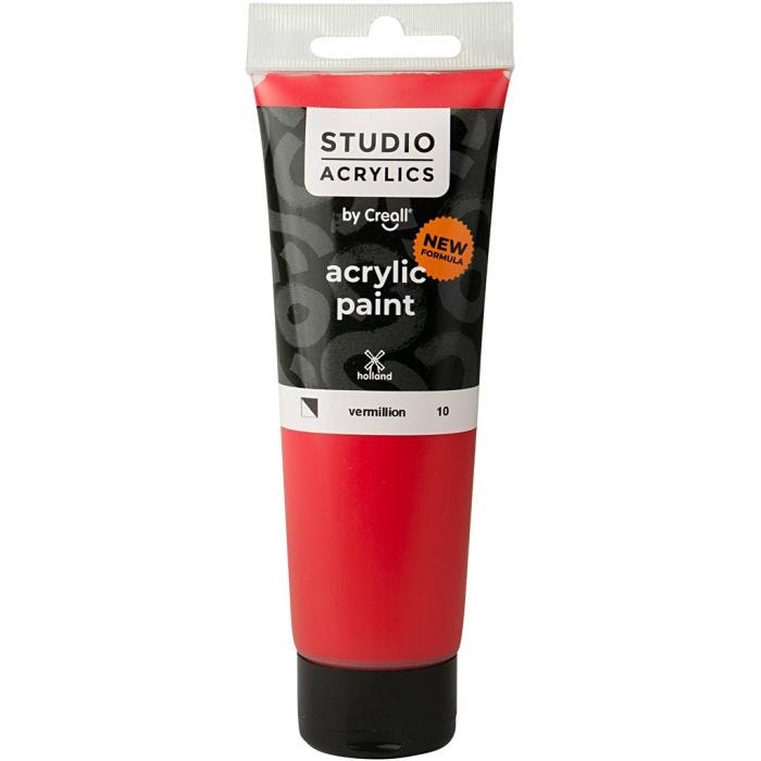 Pittura Acrilica Creall Studio, semi opaco, vermillion (10), 120 ml/ 1 bott.