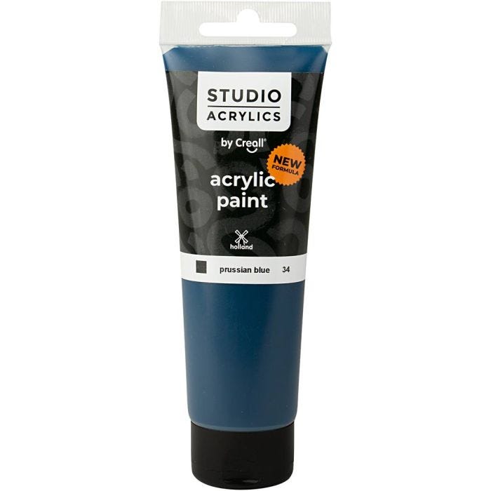 Pittura Acrilica Creall Studio, opaca, prussian blue (34), 120 ml/ 1 bott.