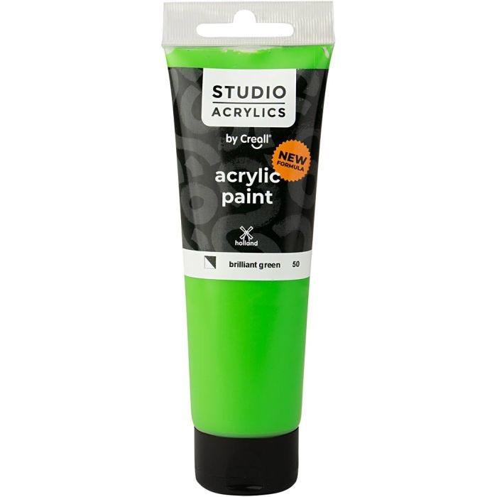 Pittura Acrilica Creall Studio, semi opaco, brilliant green (50), 120 ml/ 1 bott.