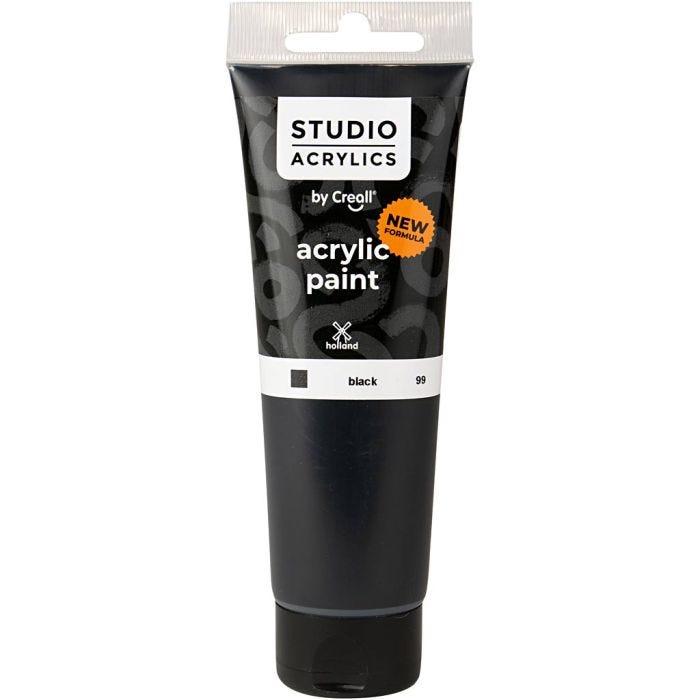 Pittura Acrilica Creall Studio, opaca, black (99), 120 ml/ 1 bott.