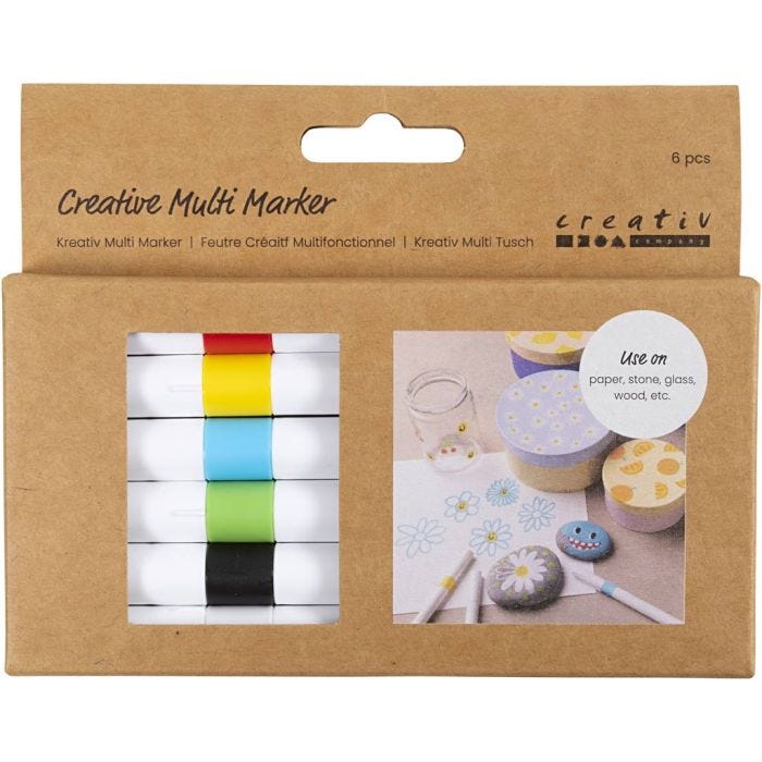 Pennarello Multiplo Creativo, ampiezza tratto 4 mm, colori asst., 6 pz/ 1 conf.