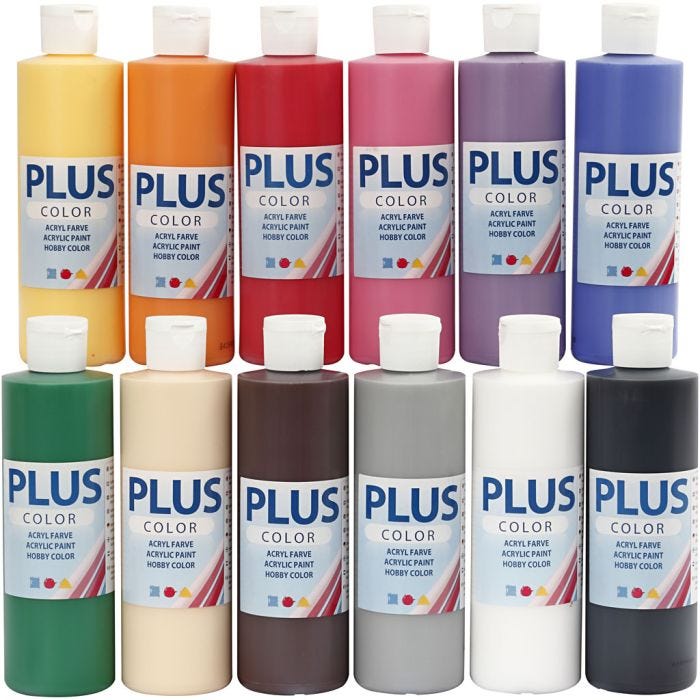 Plus Color Craft Paint, colori standard, 12x250ml/ 1 conf.