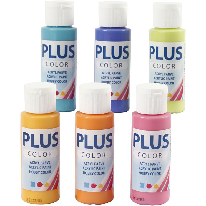 Plus Color Craft Paint, colourful, 6x60 ml/ 1 conf.