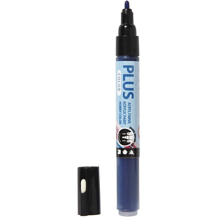 Plus Color Marker, L: 14,5 cm, ampiezza tratto 1-2 mm, blu navy, 5,5 ml, 1 pz