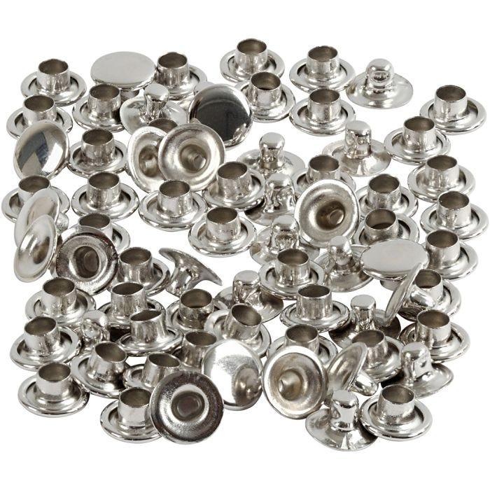Rivetti, diam 7 mm, argento, 50 pz/ 1 conf.