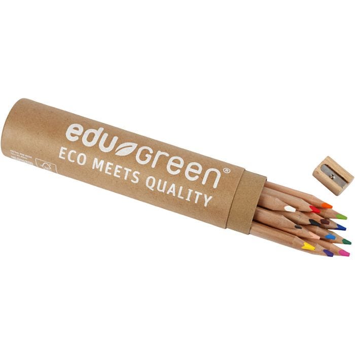 Matite Colorate Edugreen Jumbo, mina 5 mm, colori asst., 12 pz/ 1 conf.