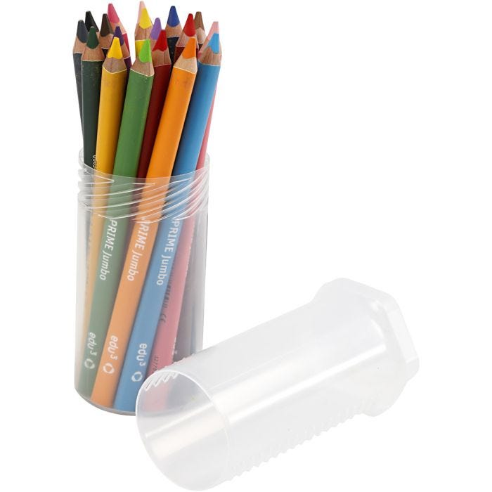 Matite Colorate edu jumbo, spess. 10 mm, mina 6,25 mm, colori asst., 18 pz/ 1 conf.