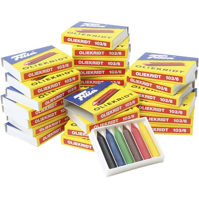 Pastelli a olio, colori asst., 25x6 pz/ 1 conf.