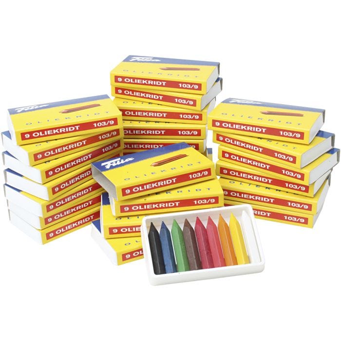Pastelli a olio, colori asst., 25x9 pz/ 1 conf.