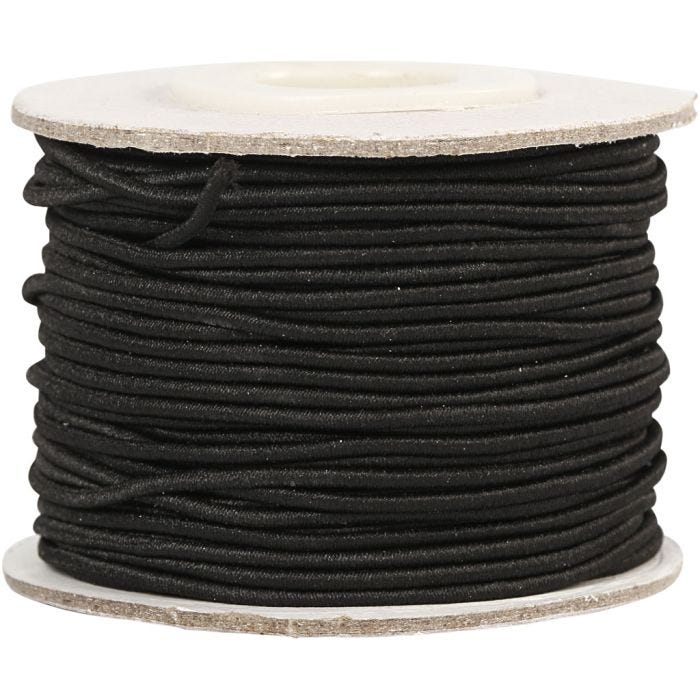 Cordone elastico, spess. 1 mm, nero, 25m/ 1 rot.