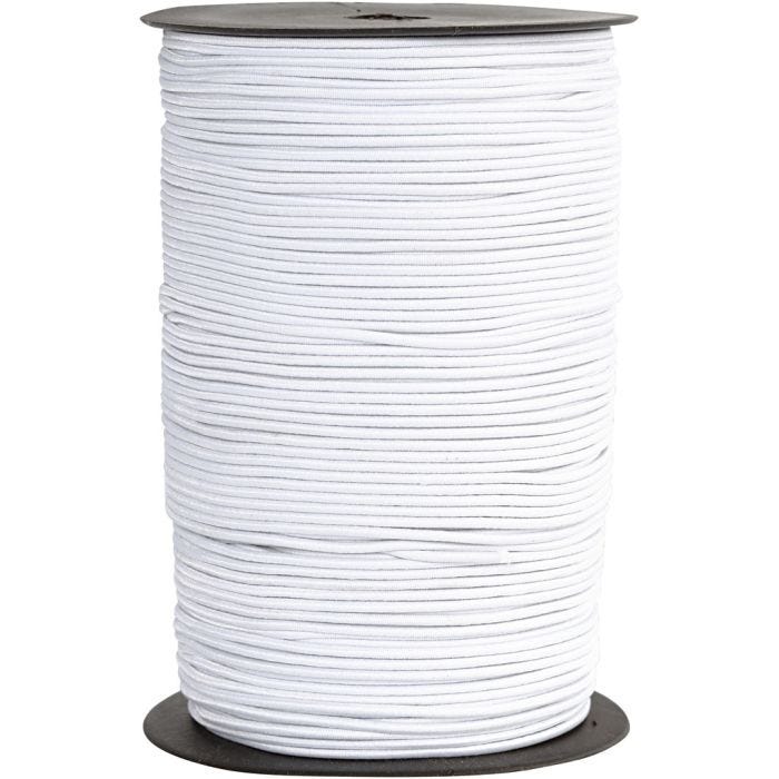 Cordone elastico, spess. 2 mm, bianco, 250 m/ 1 rot.