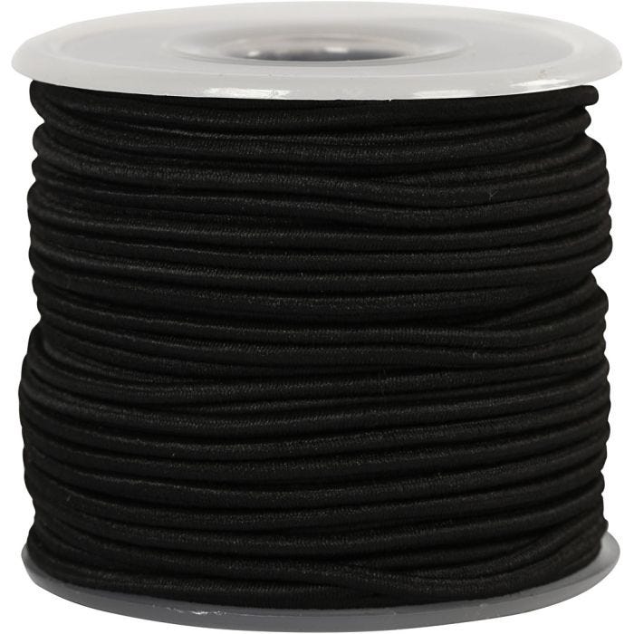 Cordone elastico, spess. 2 mm, nero, 25 m/ 1 rot.