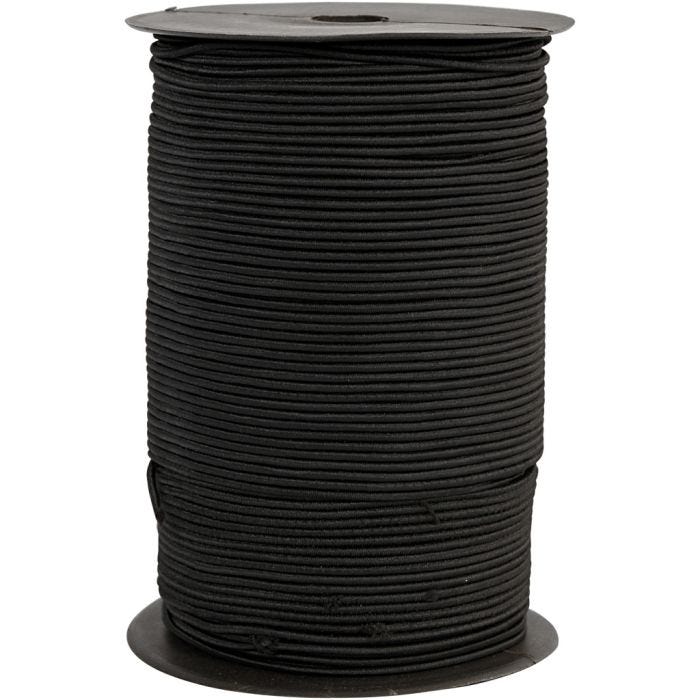 Cordone elastico, spess. 2 mm, nero, 250 m/ 1 rot.