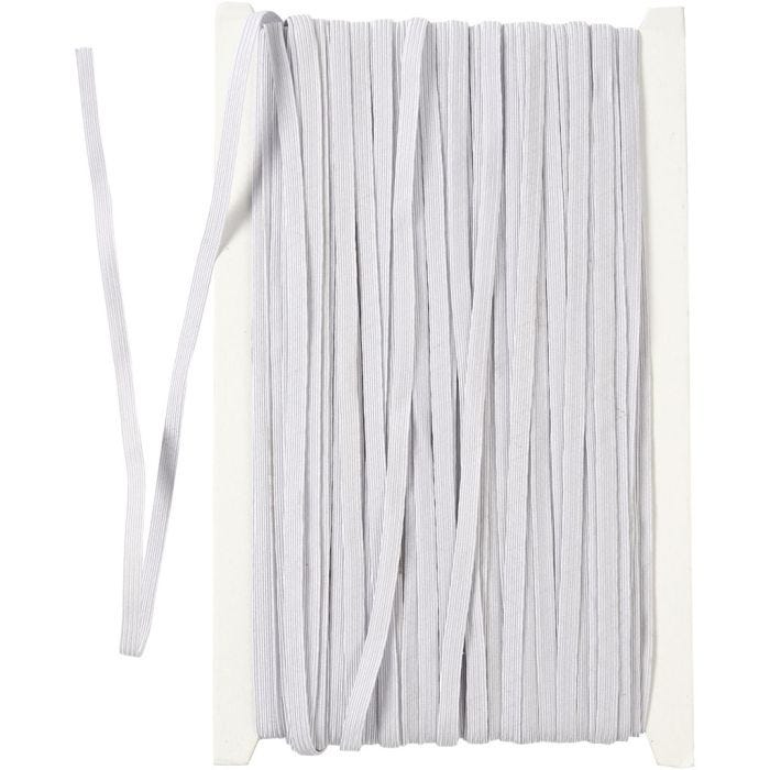 Corda elastica, L: 6 mm, bianco, 50 m/ 1 rot.