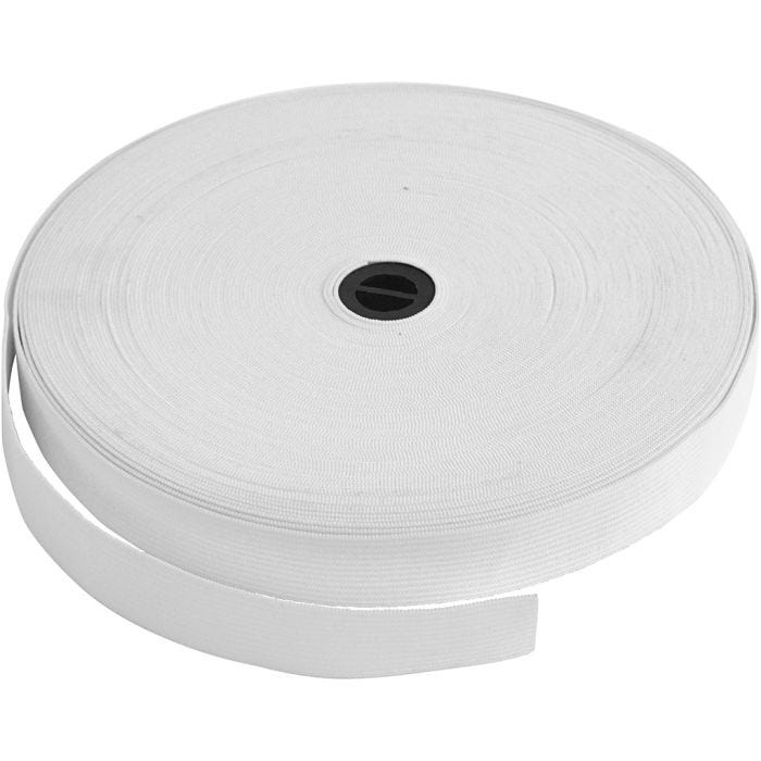 Corda elastica, L: 20 mm, bianco, 25 m/ 1 rot.