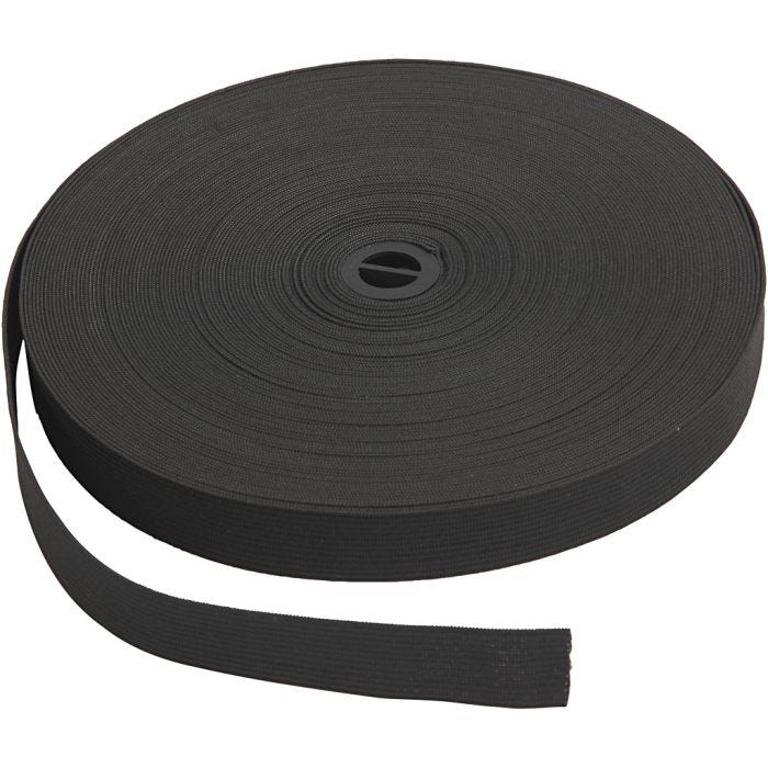 Corda elastica, L: 20 mm, nero, 25 m/ 1 rot.