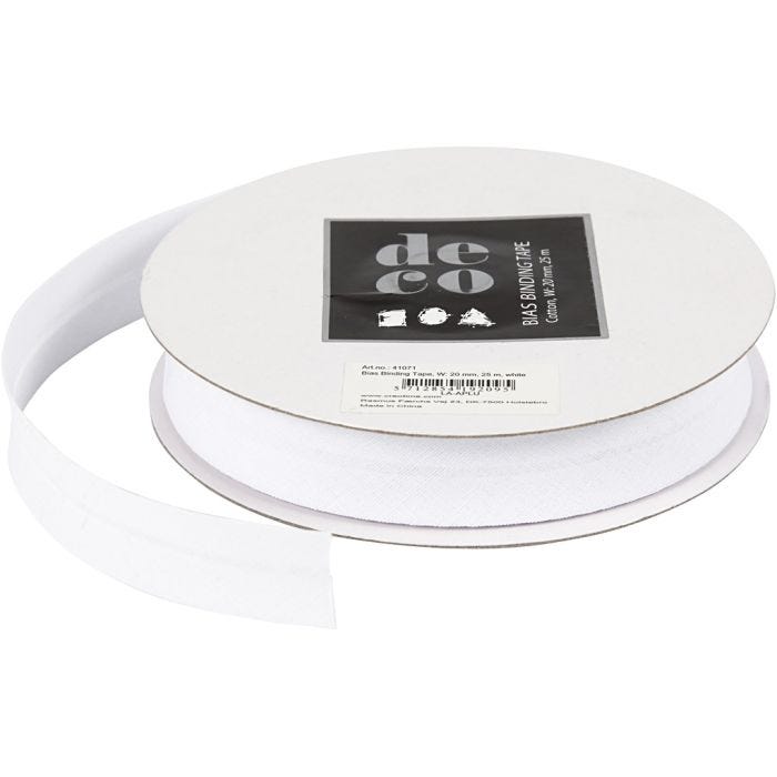 Nastro di rilegatura, L: 20 mm, bianco, 25 m/ 1 rot.