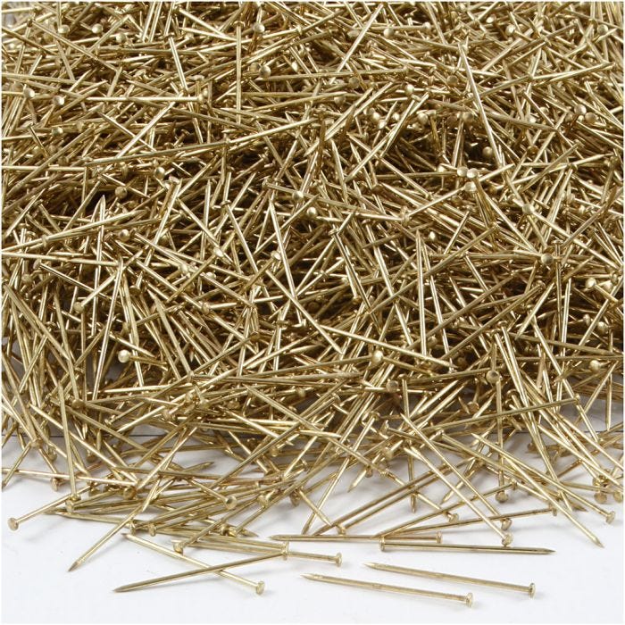 Spilli da sarto, L: 18 mm, spess. 0,6 mm, oro, 500 g/ 1 conf.