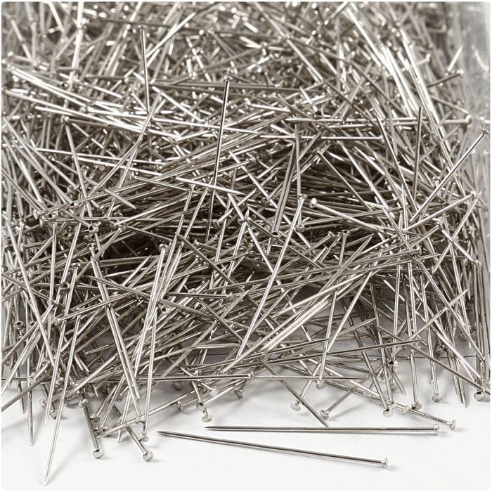 Spilli da sarto, L: 37 mm, spess. 0,7 mm, argento, 500 g/ 1 conf.