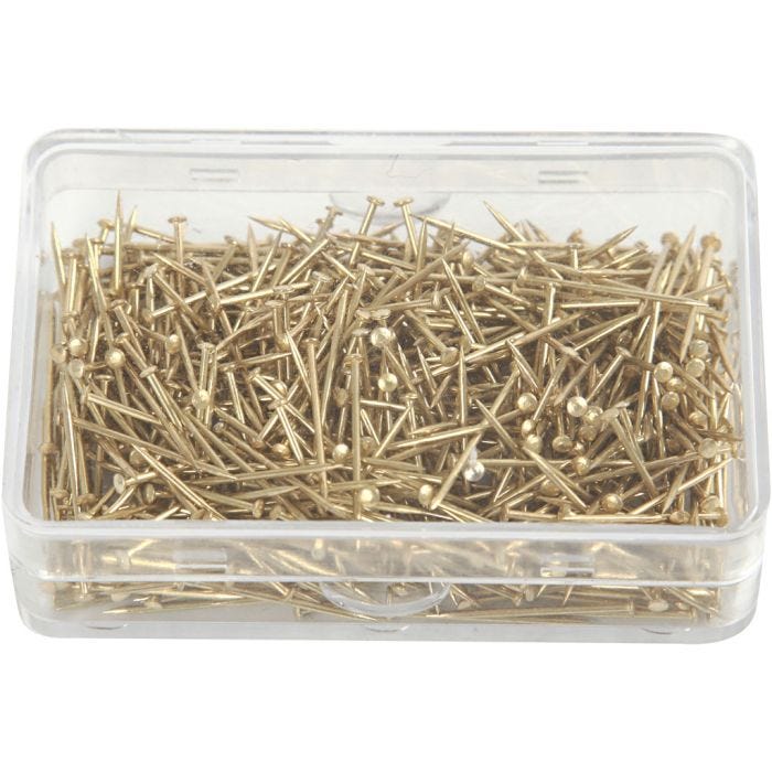 Spilli da sarto, L: 16 mm, spess. 0,65 mm, oro, 35 g/ 1 conf.