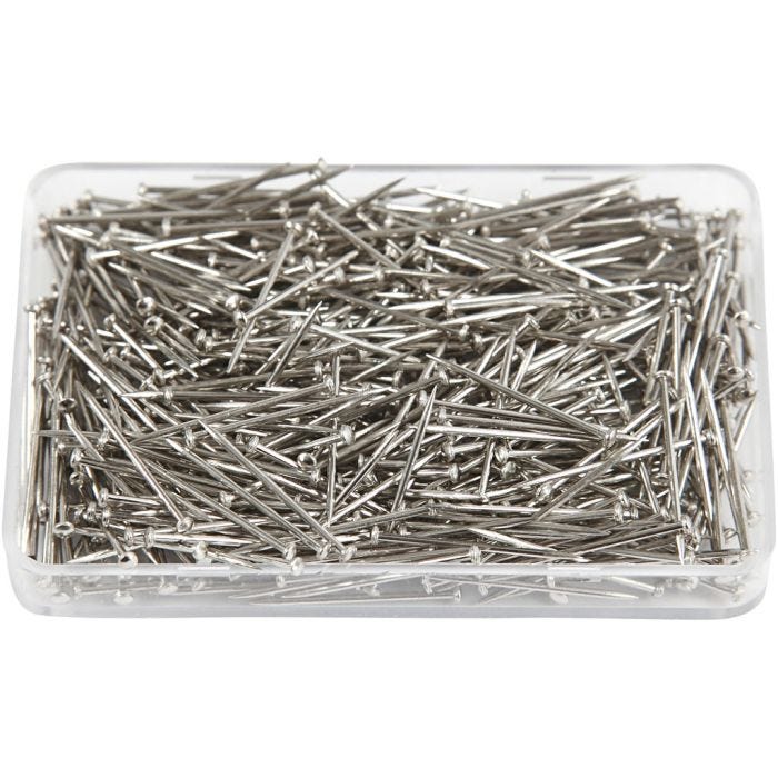 Spilli da sarto, L: 16 mm, spess. 0,65 mm, argento, 35 g/ 1 conf.