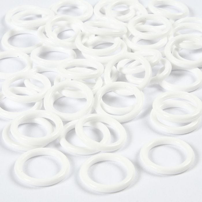Anelli di plastica, misura 15 mm, spess. 2 mm, bianco, 50 pz/ 1 conf.
