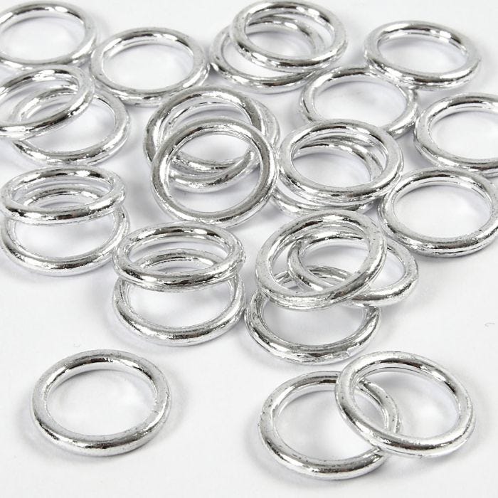 Anelli di plastica, misura 15 mm, spess. 2 mm, argento, 25 pz/ 1 conf.
