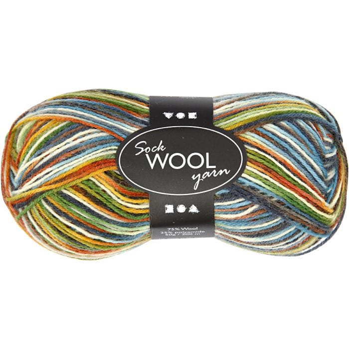 Lana per Calze, L: 200 M, verde muschio, 50 g/ 1 gom.