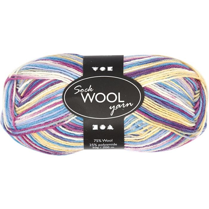 Lana per Calze, L: 200 M, armonia viola/rosa, 50 g/ 1 gom.