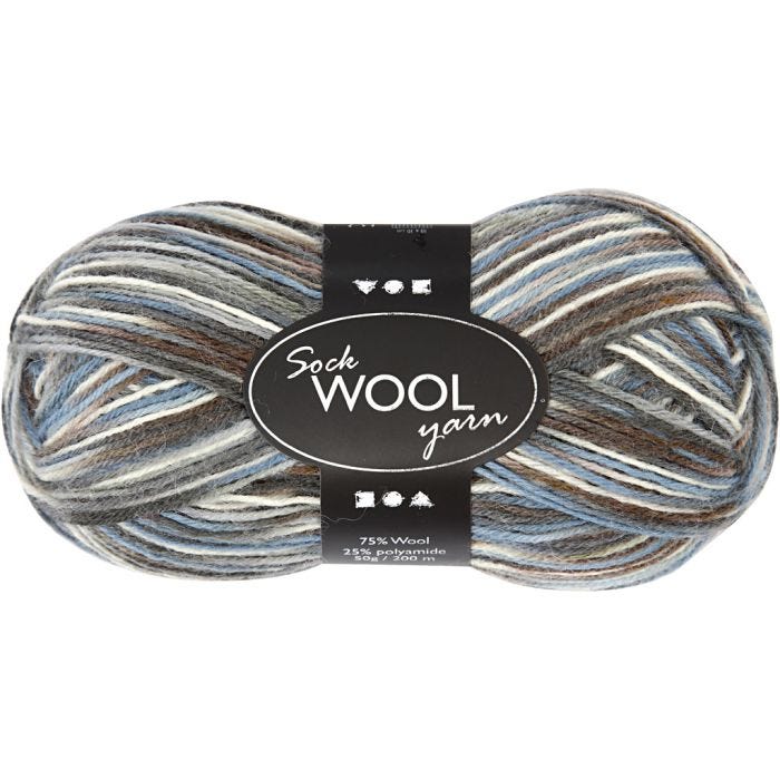 Lana per calze, 200 M, armonia blu/grigio, 50g/ 1 gom.