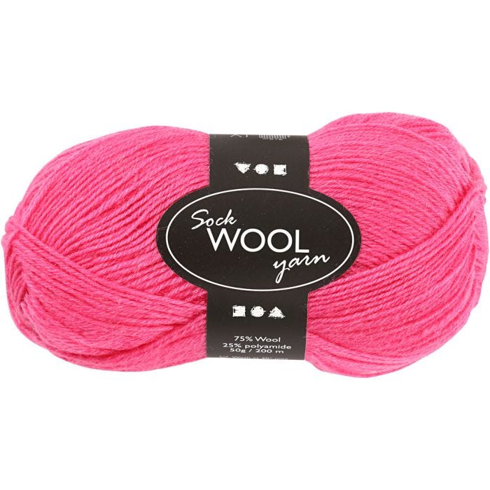 Lana per Calze, L: 200 M, rosa, 50 g/ 1 gom.