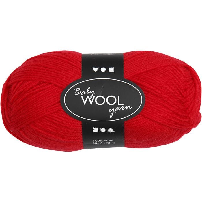 Filato Baby, L: 172 M, rosso, 50 g/ 1 gom.