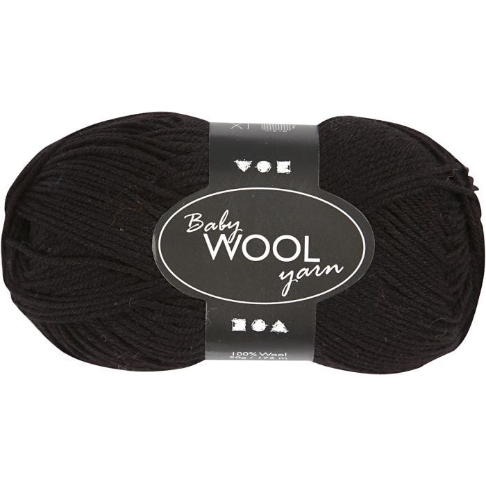 Filato Baby, L: 172 M, nero, 50 g/ 1 gom.