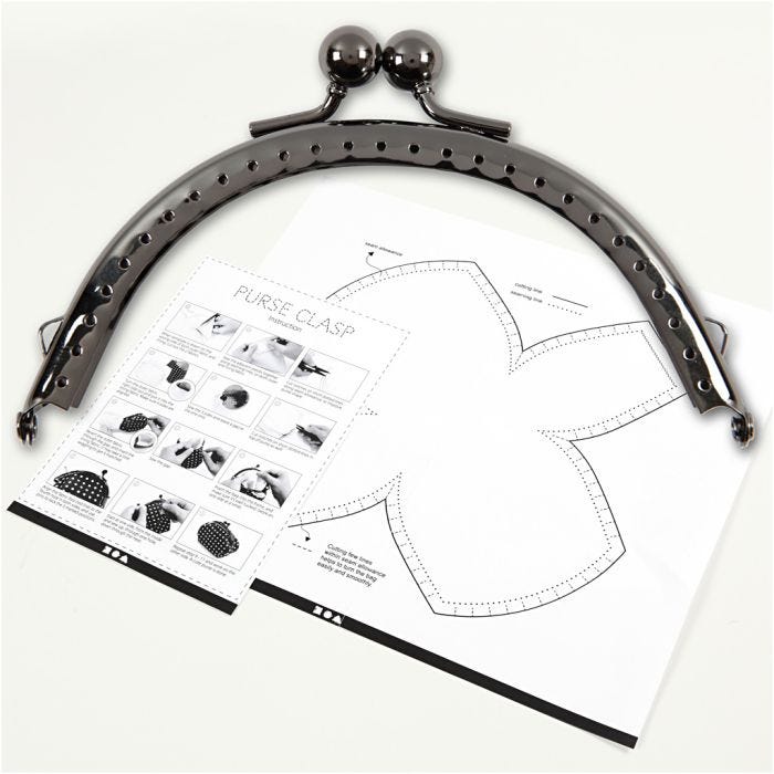 Kit chiusura per borsetta, misura 10 cm, argento antico, 1 pz